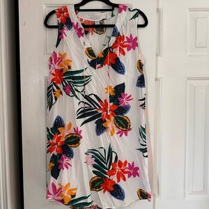 Old Navy Floral Midi Dress - White, Red, Orange, Green, Blue